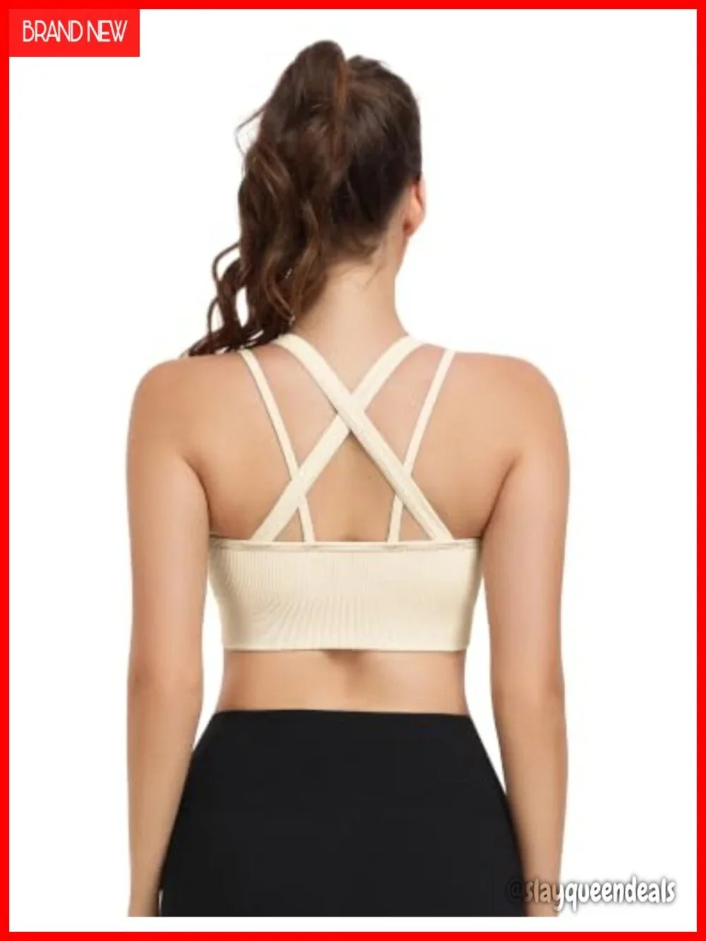 High Support Sports Bra Cross Back Workout Running Yoga Bra with Removable Pads